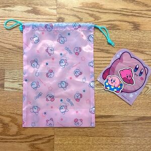 Kirby Drawstring Bag + stickers NEW NWT